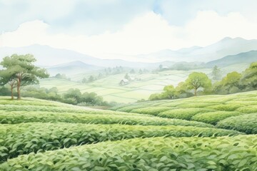 Wall Mural - Tea field agriculture vegetation landscape