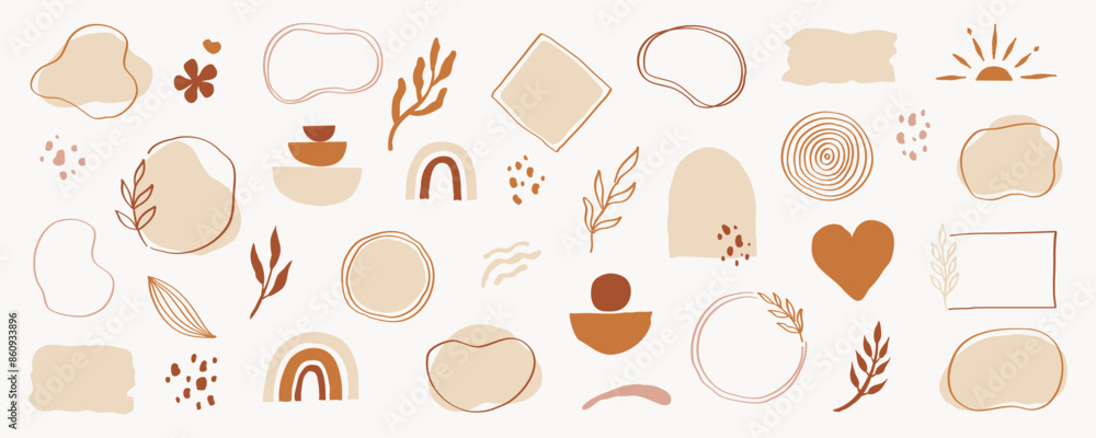 Organic abstract shape vector set. Abstract pastel brush element for ...