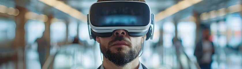 Poster - Virtual Reality Headset Utilized by International Sales Manager Coordinating with Global Teams