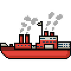 Sticker - pixel art of factory on ship