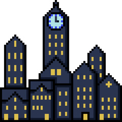 Poster - pixel art of city clock tower