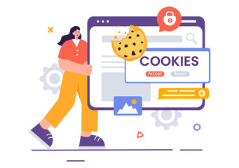 internet cookies technology vector illustration with tracking cookie records of browsing activity on