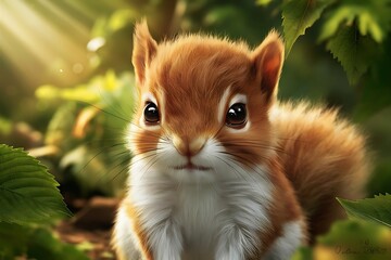 red squirrel in the forest