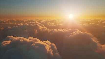 Aerial view above clouds with sunset. aerial view clouds sunset, sky sunset aerial view, sunset above clouds, aerial sunset view, 