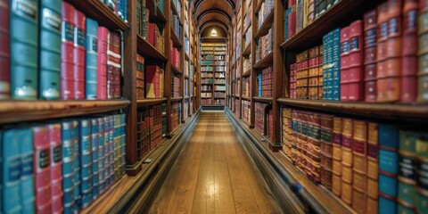 Wall Mural - An Endless Row of Books in a Library