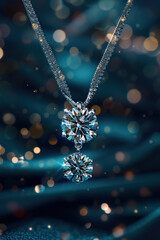 Wall Mural - Luxurious Diamond Pendant Necklace with Ribbon Design for Delicate Elegance and High Quality Shine Ideal Diamond Jewelry for Special Occasions and Timeless Beauty