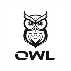 Wall Mural - owl logo vector black logo illustration