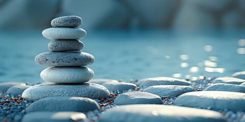 Sticker - Zen Stones Stacked on a Beach