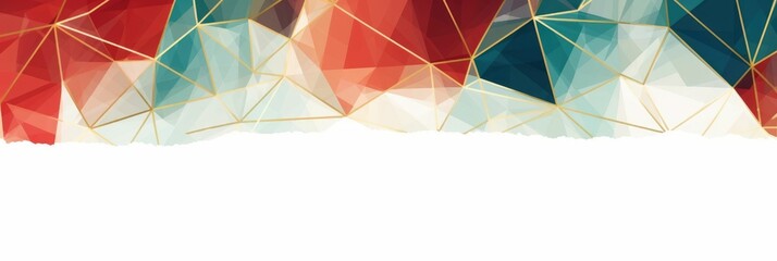 Wall Mural - Abstract geometric watercolor banner with dynamic shapes and splatters. Red flower and leaves line arrangement or composition with white background. Modern art concept for creative design. AIG35.