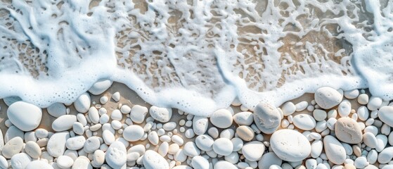 Wall Mural - photo of a beach made of smooth stones. water, minimalism