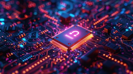 Poster - Illuminated CPU chip on a high-tech motherboard