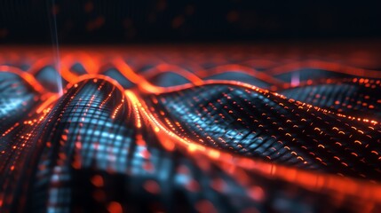 Wall Mural - Background close up photorealistic Arrows and Flow Lines Connecting network , glow colors, neon color, long exposure, banner 16:9