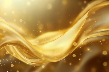 Wall Mural - Golden wave flowing on sparkling background