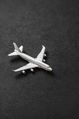 Wall Mural - A small white airplane is sitting on a black surface