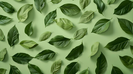 Aufkleber - Creative layout made of green leaves Flat lay Nature concept : Generative AI