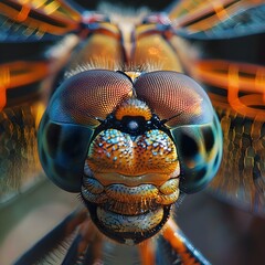 Canvas Print - Captivating Close up of a Dragonfly s Intricate Compound Eyes Revealing Nature s Geometric Wonders