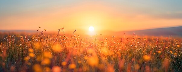 Poster - Peaceful Meadow Sunrise Symbolizing Renewal and Fresh Beginnings