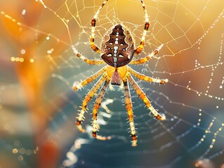 Delicate Spider s Intricate Web Glistening with Morning Dew