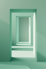 Wall Mural - Minimalist green architectural design creating a series of empty doorways