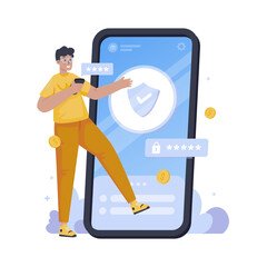 secure financial mobile application vector illustration