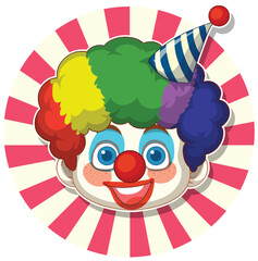 Wall Mural - Cheerful clown with rainbow hair and hat