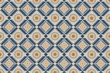 Naklejka na meble Navajo tribal vector seamless pattern. Native American ornament. Ethnic South Western decor style. Ikat Boho geometric ornament. Vector seamless pattern. Mexican blanket, rug. Woven carpet