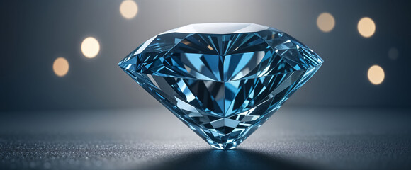 Illuminate Your Luxury: Sparkling Diamond on a Blue Backdrop. Elegance Redefined: Diamond Brilliance Against Blue