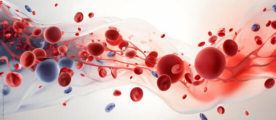 Wall Mural -  Blood cell red 3d background vein flow platelet wave cancer medicine artery abstract. Red cell hemoglobin blood donate anemia isolated plasma leukemia donor vascular system anatomy hemophilia vessels