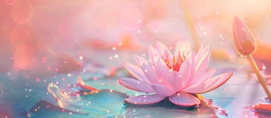 Poster - a beautiful and cute picture of a lotus flower pastel background. with copy space image. Place for adding text or design