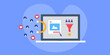 © Sammby - Digital advertising on social media attracting online user lead generation sales funnel conversion e-business revenue concept, vector illustration.