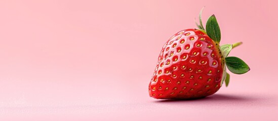 Fototapete - Strawberry, ripe, red, sweet, delicious, fresh, juicy, healthy, Isolated on pastel background. with copy space image. Place for adding text or design