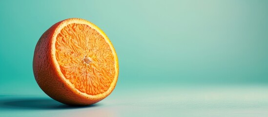 Leinwandbilder - nice fresh orange isolated on a pastel background Isolated. with copy space image. Place for adding text or design