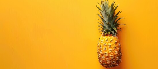 Aufkleber - Pineapple Isolated on pastel background.  Food  Isolated. with copy space image. Place for adding text or design