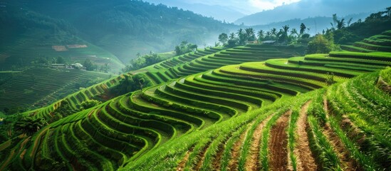 Aufkleber - Agricultural land, terracing land, cultivating land, agriculture. with copy space image. Place for adding text or design