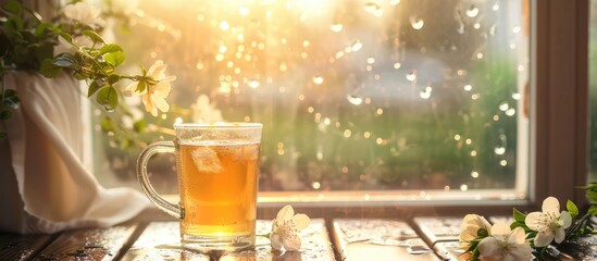 Aufkleber - A beautiful day begins with favorite drink. Copy space image. Place for adding text or design