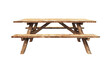 © pingpao - A wooden picnic table with a bench on it. Isolated on transparent background.