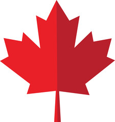 double red colored maple leaf isolated on transparent background.
