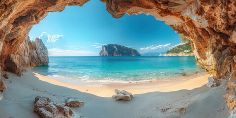 Wall Mural - Scenic View from a Coastal Cave