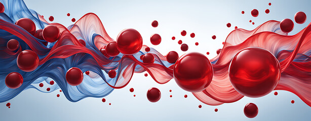 Wall Mural -  Blood cell red 3d background vein flow platelet wave cancer medicine artery abstract. Red cell hemoglobin blood donate anemia isolated plasma leukemia donor vascular system anatomy hemophilia vessels