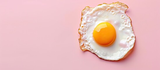 Aufkleber - Delicious fried egg isolated on pastel background, top view. with copy space image. Place for adding text or design