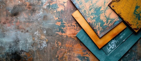 Canvas Print - Samples of designer textures laid out on the table