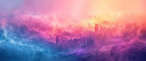 Abstract Blur Of A Beautiful Skyline Scene With Pastel Multi-Colored Background, Adding A Dreamy And Serene Effect