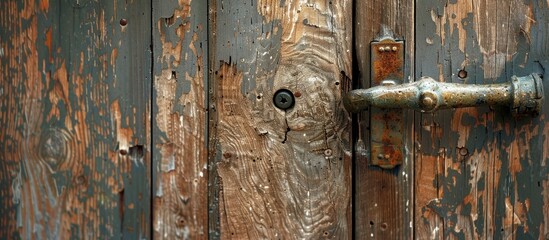Aufkleber - The handle extends to the doorknob to open and close a large wooden door. with copy space image. Place for adding text or design