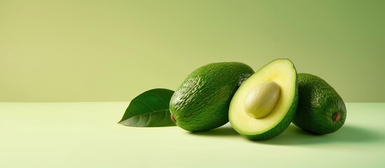 Aufkleber - Avocado Isolated on pastel background with clipping path. with copy space image. Place for adding text or design