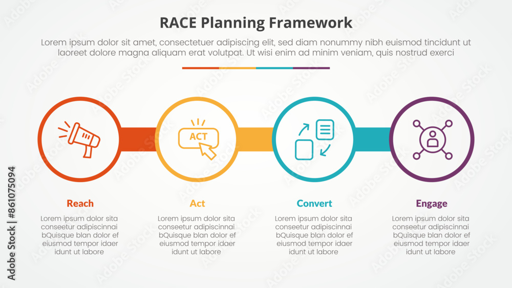 RACE framework infographic concept for slide presentation with big ...