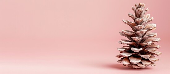 Wall Mural - A pine cone on pastel background  Christmas  Design. with copy space image. Place for adding text or design