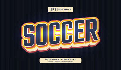 Wall Mural - design editable text effect, soccer 3d concept vector illustration