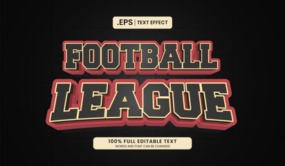 Wall Mural - Design editable text effect, football league 3d concept vector illustration