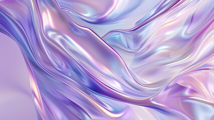 Wall Mural - abstract 3D wallpaper of violet flowing metalic waves and shapes