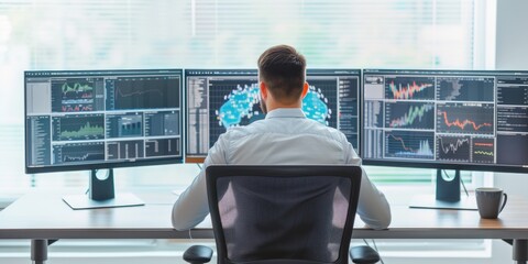 skilled programmer coding engineering code while sitting at computer and looking at desktop with pro